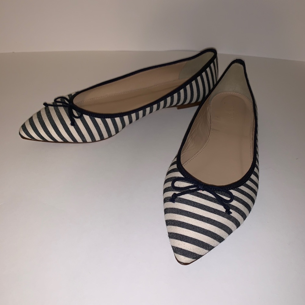 JCrew Striped Pointed Toe Flats